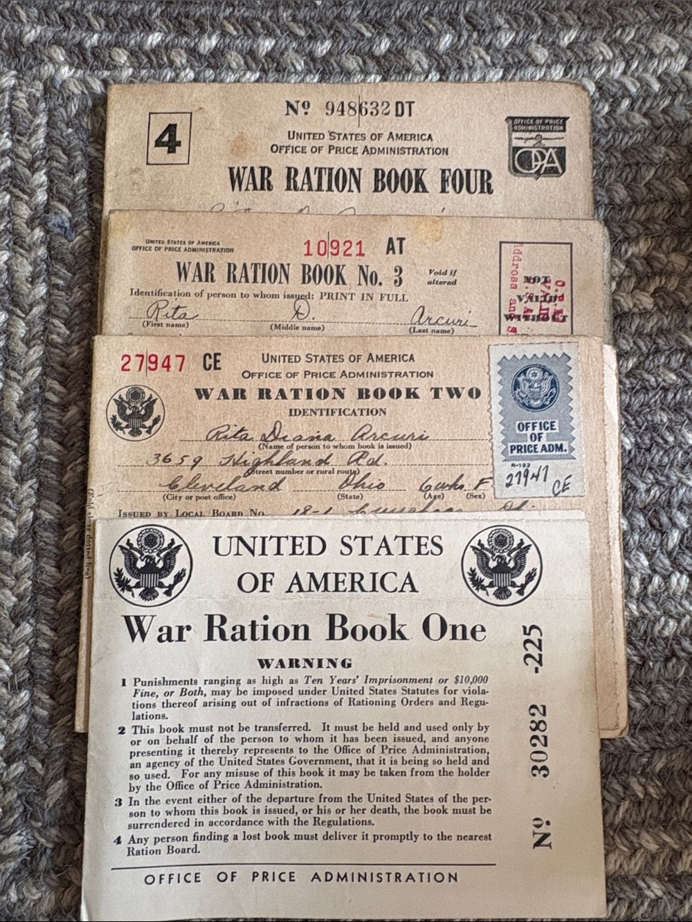 📔 1942 Vintage War Ration Book Set